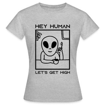 Drogue herbe kiffer cannabis 420 Alien High - T-shirt Femme - gris chiné - Devant - AI Model Female 172 dark (172cm)