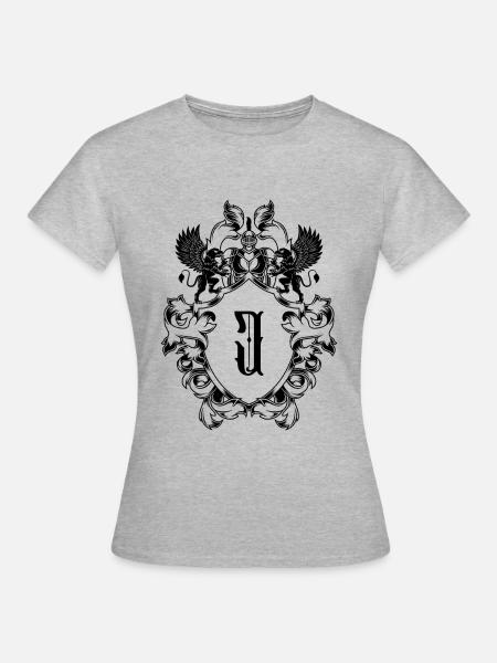 J Buchstabe Wappen - Frauen T-Shirt - Grau meliert