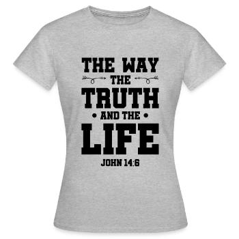 der weg wahrheit leben - Frauen T-Shirt - Grau meliert - Vorne - AI Model Female 172 dark (172cm)