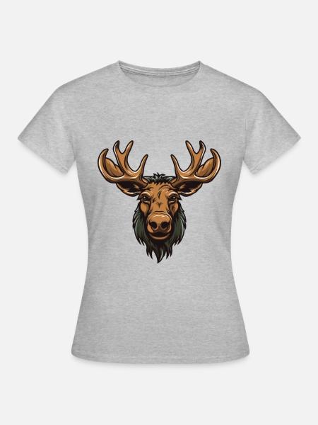 Elch Portrait - Frauen T-Shirt - Grau meliert