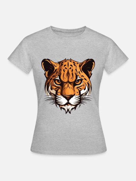 Gepard Portrait - Frauen T-Shirt - Grau meliert