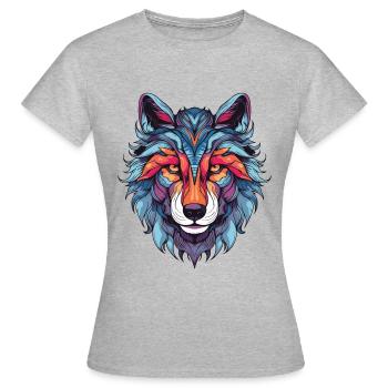 Wolf Portrait - Frauen T-Shirt - Grau meliert - Vorne - AI Model Female 172 dark (172cm)