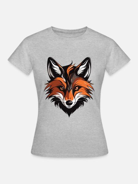 Fuchs Portrait - Frauen T-Shirt - Grau meliert