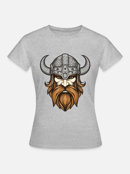 Wikinger Krieger Valhalla Kopf - Frauen T-Shirt - Grau meliert