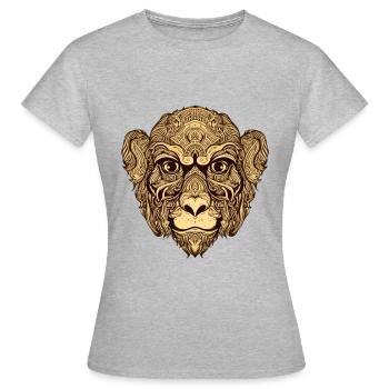 Animal à tête de singe - T-shirt Femme - gris chiné - Devant - AI Model Female 172 dark (172cm)