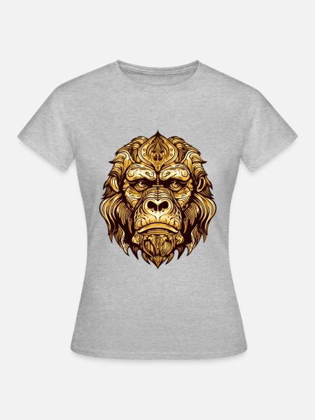 Gorilla Kopf Tier - Frauen T-Shirt - Grau meliert