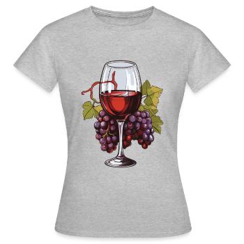 Wine Glass Grapes Wine - Women's T-Shirt - heather grey - Front - AI Model Female 172 dark (172cm)