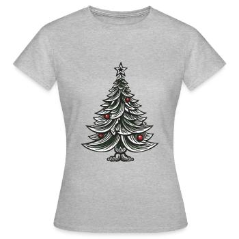 Weihnachtsbaum Tanne Weihnachten - Frauen T-Shirt - Grau meliert - Vorne - AI Model Female 172 dark (172cm)