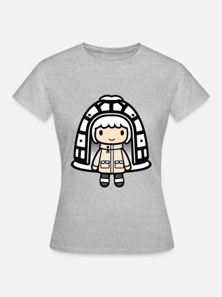 Winter Eskimo Iglu Niedlich - Frauen T-Shirt - Grau meliert