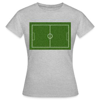 Fußball FußballFeld Geschenk Idee - Frauen T-Shirt - Grau meliert - Vorne - AI Model Female 172 dark (172cm)