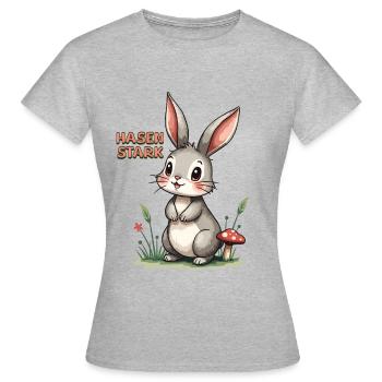 Bunny Strong – Cute Cartoon Bunny - Women's T-Shirt - heather grey - Front - AI Model Female 172 dark (172cm)