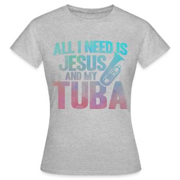 Tuba Jesus and My Tuba Gift - Women's T-Shirt - heather grey - Front - AI Model Female 172 dark (172cm)