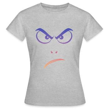 angry shirt, grimmiger Blick, angry eyes - Frauen T-Shirt - Grau meliert - Vorne - AI Model Female 172 dark (172cm)