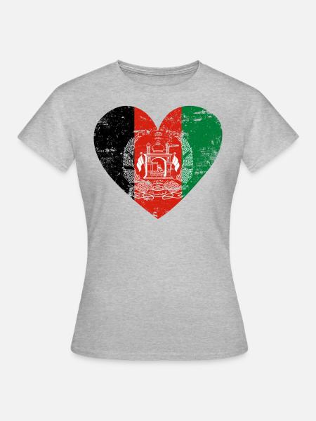 Afghanistan Flaggenherz - Frauen T-Shirt - Grau meliert
