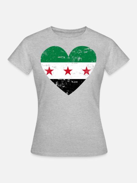 Syrien Flaggenherz - Frauen T-Shirt - Grau meliert