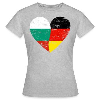 Bulgaria Germany Flag Heart - Women's T-Shirt - heather grey - Front - AI Model Female 172 dark (172cm)