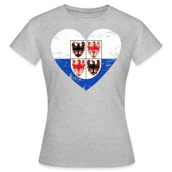 Cœur du drapeau du Tyrol du Sud - T-shirt Femme - gris chiné - Devant - AI Model Female 172 dark (172cm)