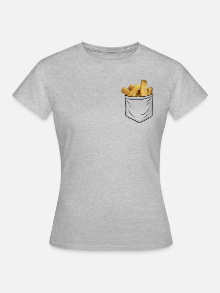 Lustige Fischstäbchen Fast Food in Deiner Tasche - Frauen T-Shirt - Grau meliert