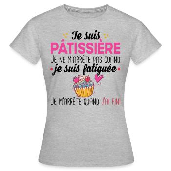 Pâtissière Pâtisserie Pâtisseries Métier Humour - T-shirt Femme - gris chiné - Devant - AI Model Female 172 dark (172cm)