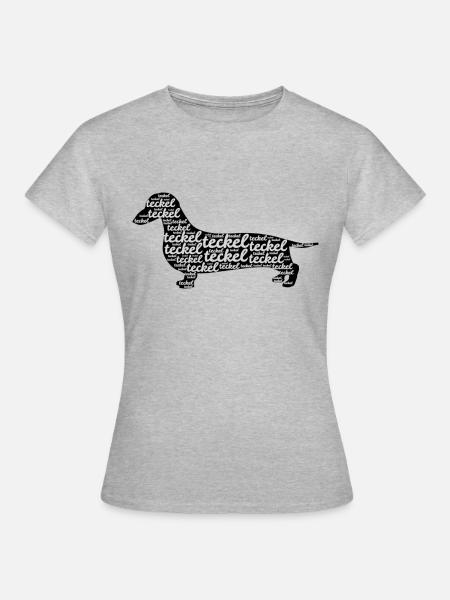 Teckel Dachshund Silhouette - T-shirt Femme - gris chiné