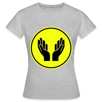 Icône de prière des mains - T-shirt Femme - gris chiné - Devant - AI Model Female 172 dark (172cm)