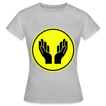 Icône d’icône de mains - T-shirt Femme - gris chiné - Devant - AI Model Female 172 dark (172cm)