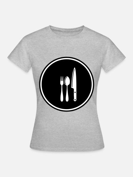 Gabel Besteck - Frauen T-Shirt - Grau meliert