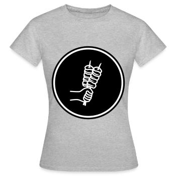 Spieß grill Icon - Frauen T-Shirt - Grau meliert - Vorne - AI Model Female 172 dark (172cm)