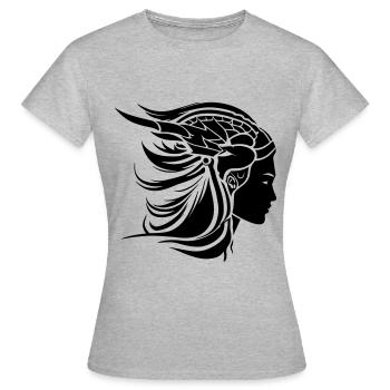 Wikinger Frau Viking Kriegerin - Frauen T-Shirt - Grau meliert - Vorne - AI Model Female 172 dark (172cm)