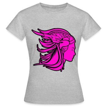 Wikinger Frau Viking Kriegerin - Frauen T-Shirt - Grau meliert - Vorne - AI Model Female 172 dark (172cm)