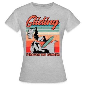 Kiteboarder Kitesurfer Kiten Kiteboard Geschenk - Frauen T-Shirt - Grau meliert - Vorne - AI Model Female 172 dark (172cm)
