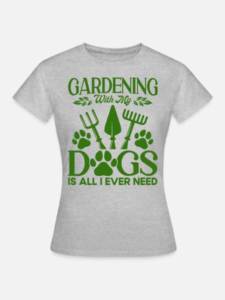 Gartenarbeit Hobbygärtner Hundehalter Geschenk - Frauen T-Shirt - Grau meliert