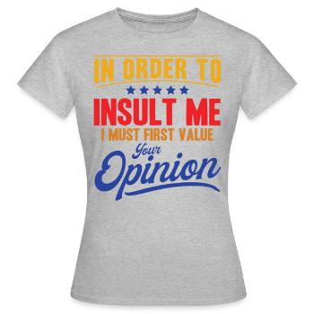 Sarcasme Ironie Cadeau sarcastique - T-shirt Femme - gris chiné - Devant - AI Model Female 172 dark (172cm)