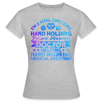 Assistant médical certifié - T-shirt Femme - gris chiné - Devant - AI Model Female 172 dark (172cm)