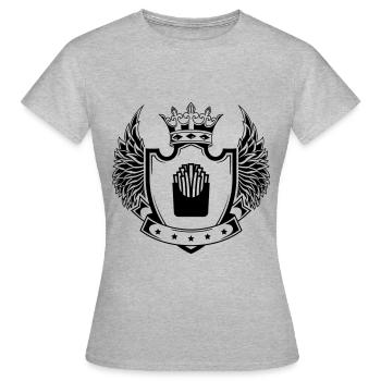 Français frites fast-food armoiries - T-shirt Femme - gris chiné - Devant - AI Model Female 172 dark (172cm)