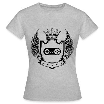 Gamepad Wappen Gamer - Frauen T-Shirt - Grau meliert - Vorne - AI Model Female 172 dark (172cm)