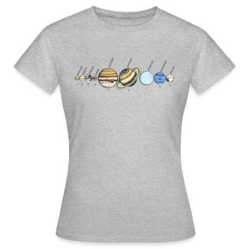 Sonnensystem Astrophysikalische Planeten, Sonnensystem - Frauen T-Shirt - Grau meliert - Vorne - AI Model Female 172 dark (172cm)
