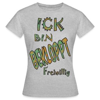 spruch bin bekloppt - Frauen T-Shirt - Grau meliert - Vorne - AI Model Female 172 dark (172cm)