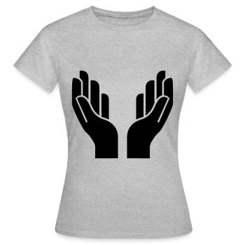 Icône d’icône de mains - T-shirt Femme - gris chiné - Devant - AI Model Female 172 dark (172cm)