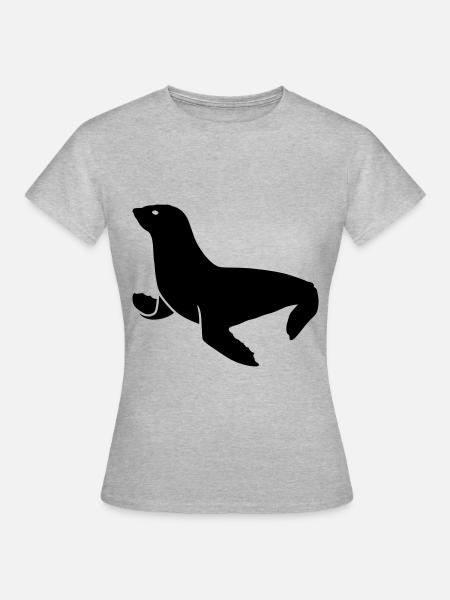 seehund tier - Frauen T-Shirt - Grau meliert