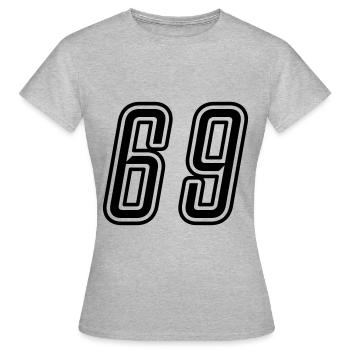69 Number number - Women's T-Shirt - heather grey - Front - AI Model Female 172 dark (172cm)