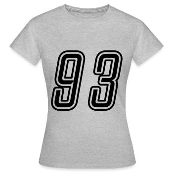 93 Numéro de numéro - T-shirt Femme - gris chiné - Devant - AI Model Female 172 dark (172cm)