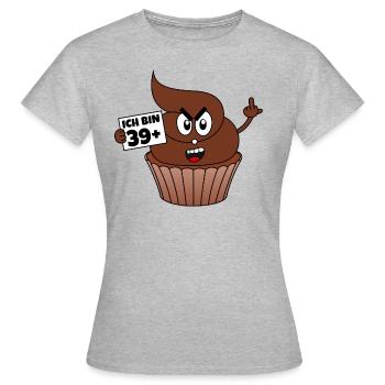 Kackcake 40. Geburtstag Spruch Ich bin 39 plus 1 - Frauen T-Shirt - Grau meliert - Vorne - AI Model Female 172 dark (172cm)