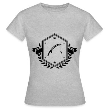 Armoiries de pêche à la canne à pêche - T-shirt Femme - gris chiné - Devant - AI Model Female 172 dark (172cm)