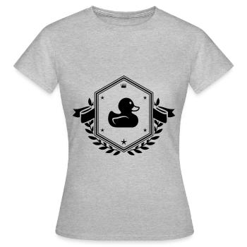 Ente schild - Frauen T-Shirt - Grau meliert - Vorne - AI Model Female 172 dark (172cm)