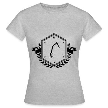 Kletterausrüstung eispickel Wappen - Frauen T-Shirt - Grau meliert - Vorne - AI Model Female 172 dark (172cm)