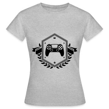 Gamepad Wappen Controller - Frauen T-Shirt - Grau meliert - Vorne - AI Model Female 172 dark (172cm)