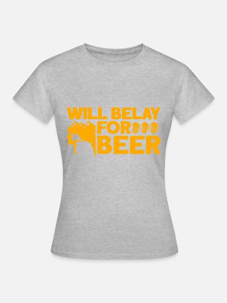 Sichern für Bier Felsklettern Geschenk - Frauen T-Shirt - Grau meliert