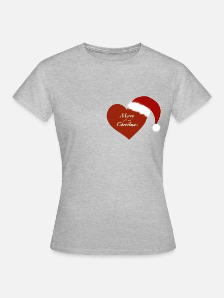 Merry Christmas herz - Frauen T-Shirt - Grau meliert