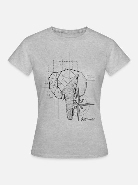 Geometrischer Elefant - Frauen T-Shirt - Grau meliert